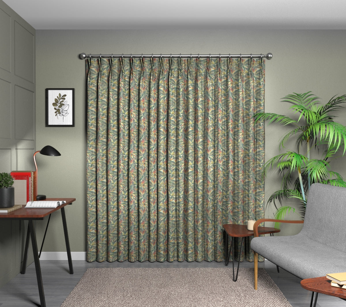 Ventura Jungle Double Pleat Curtain