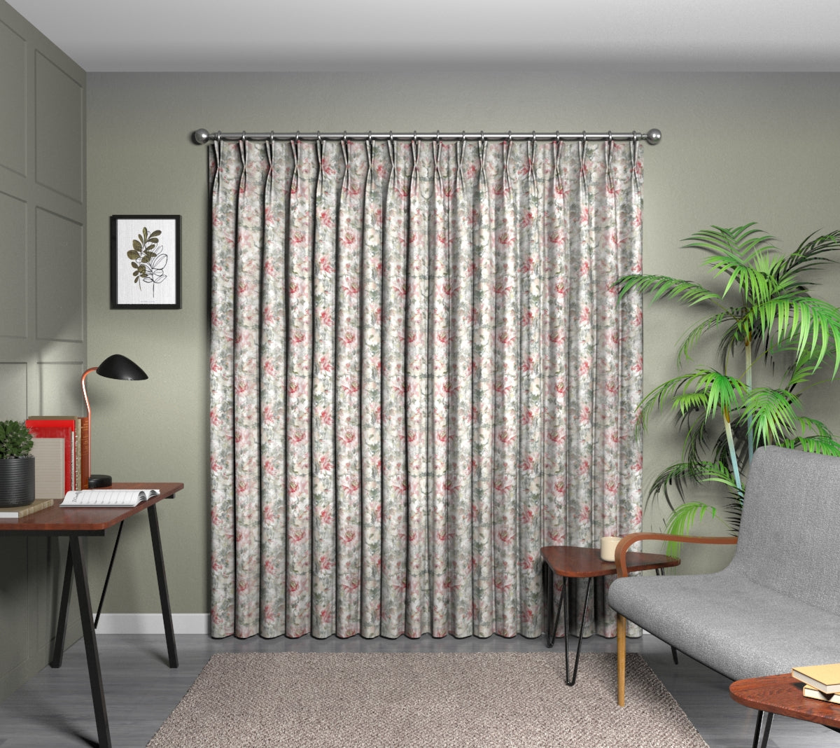 Camile Moonstone Double Pleat Curtain