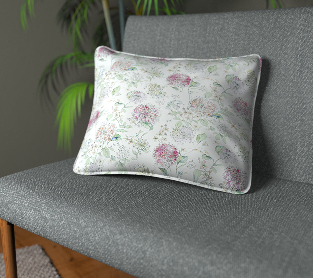 Lila Blossom Piped Cushion