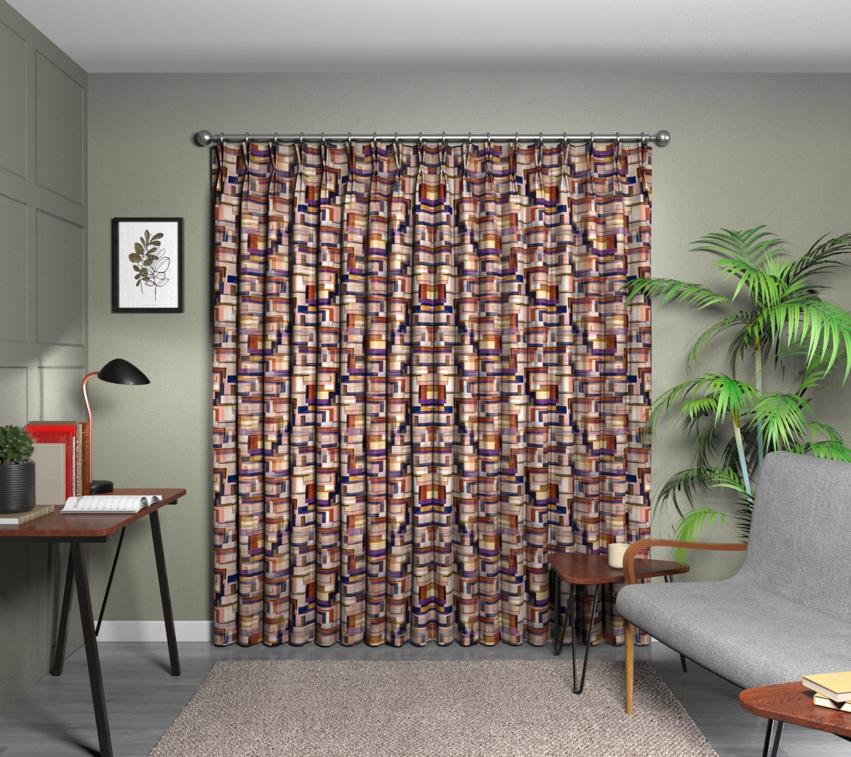 Astaire Mulberry Double Pleat Curtain