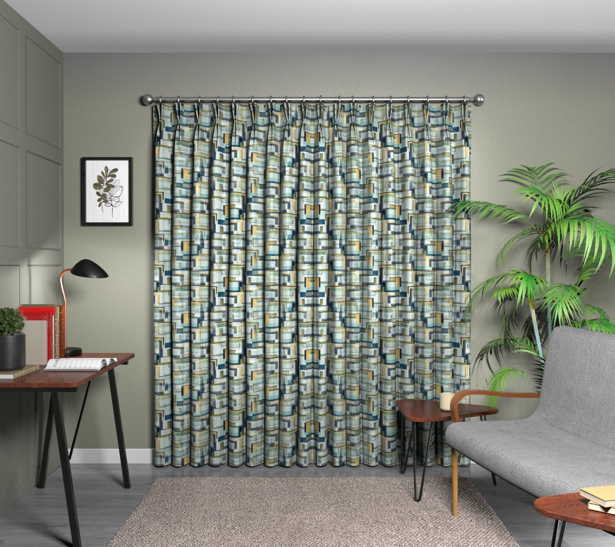 Astaire Lagoon Double Pleat Curtain