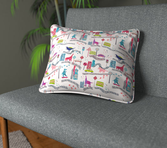 Dino City Rainbow Piped Cushion