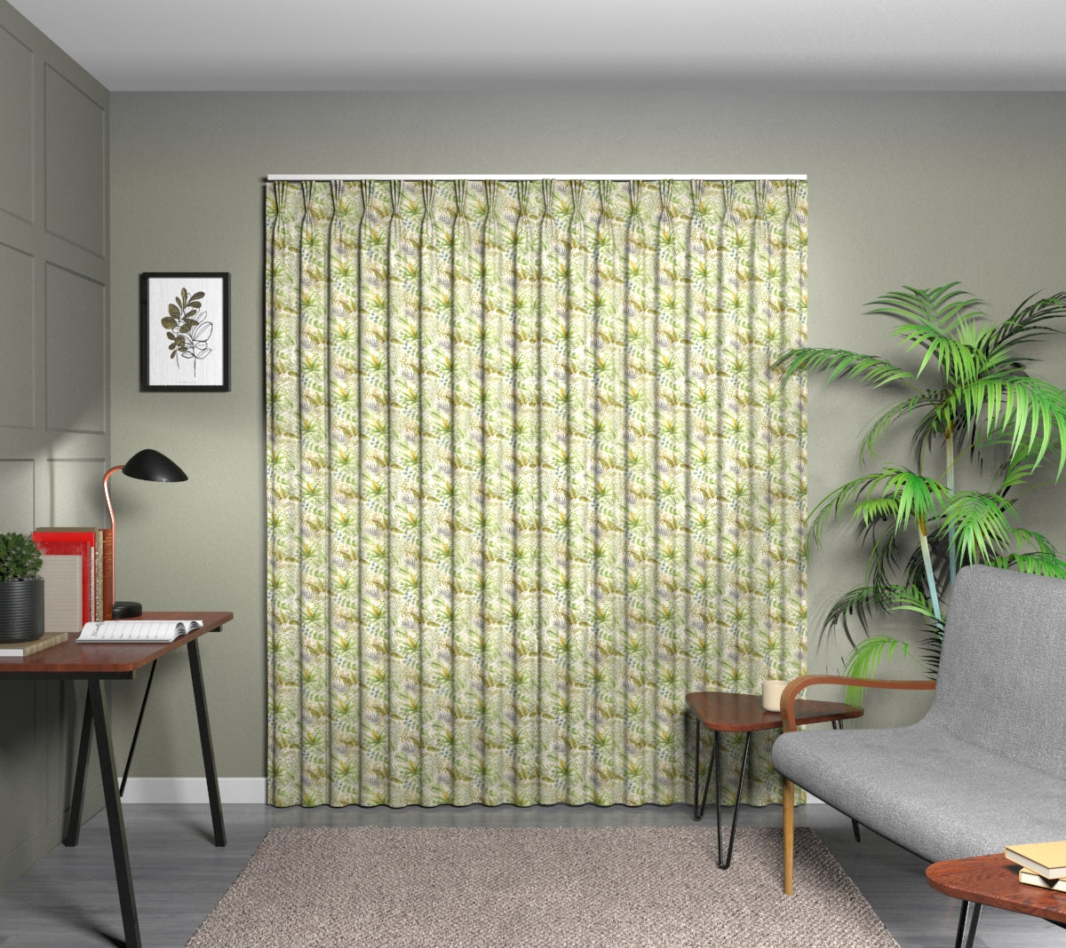Paloma Palm Triple Pleat Curtain