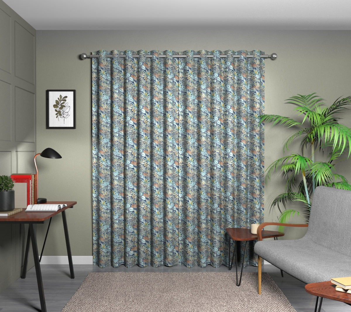Paloma Azure Eyelets Curtain