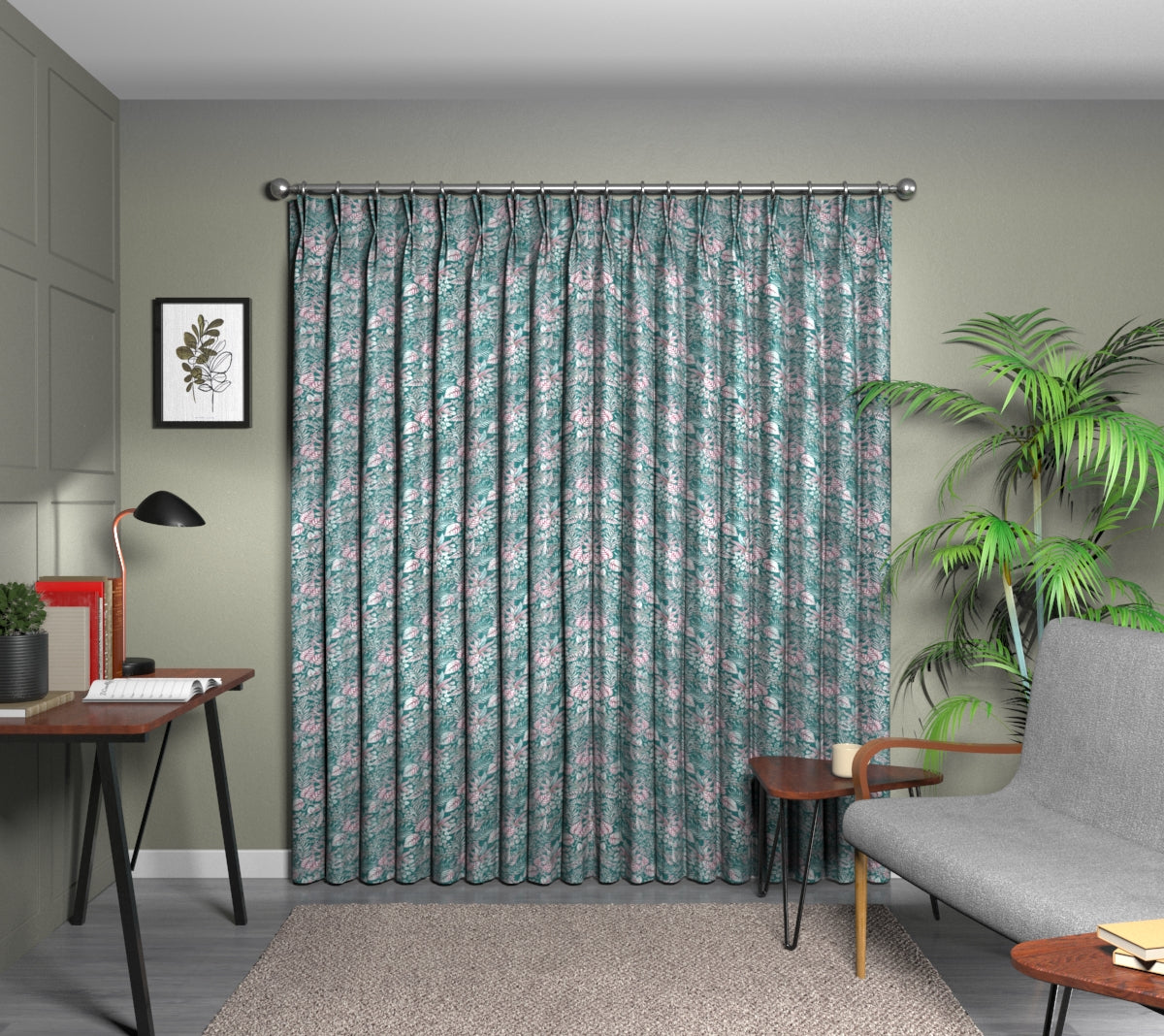 Paloma Blueberry Double Pleat Curtain