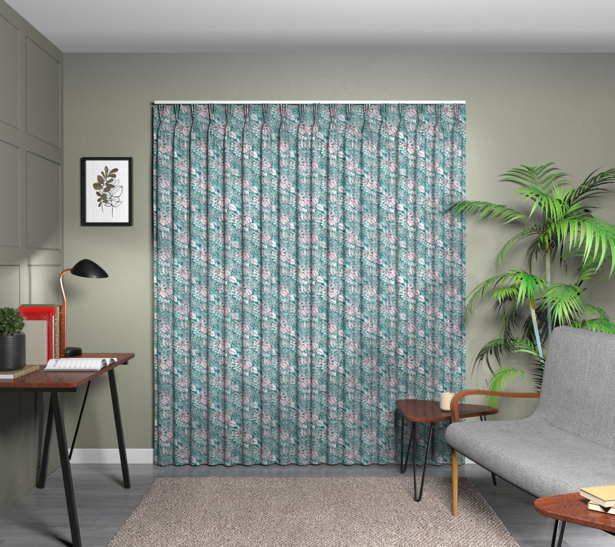 Paloma Blueberry Triple Pleat Curtain
