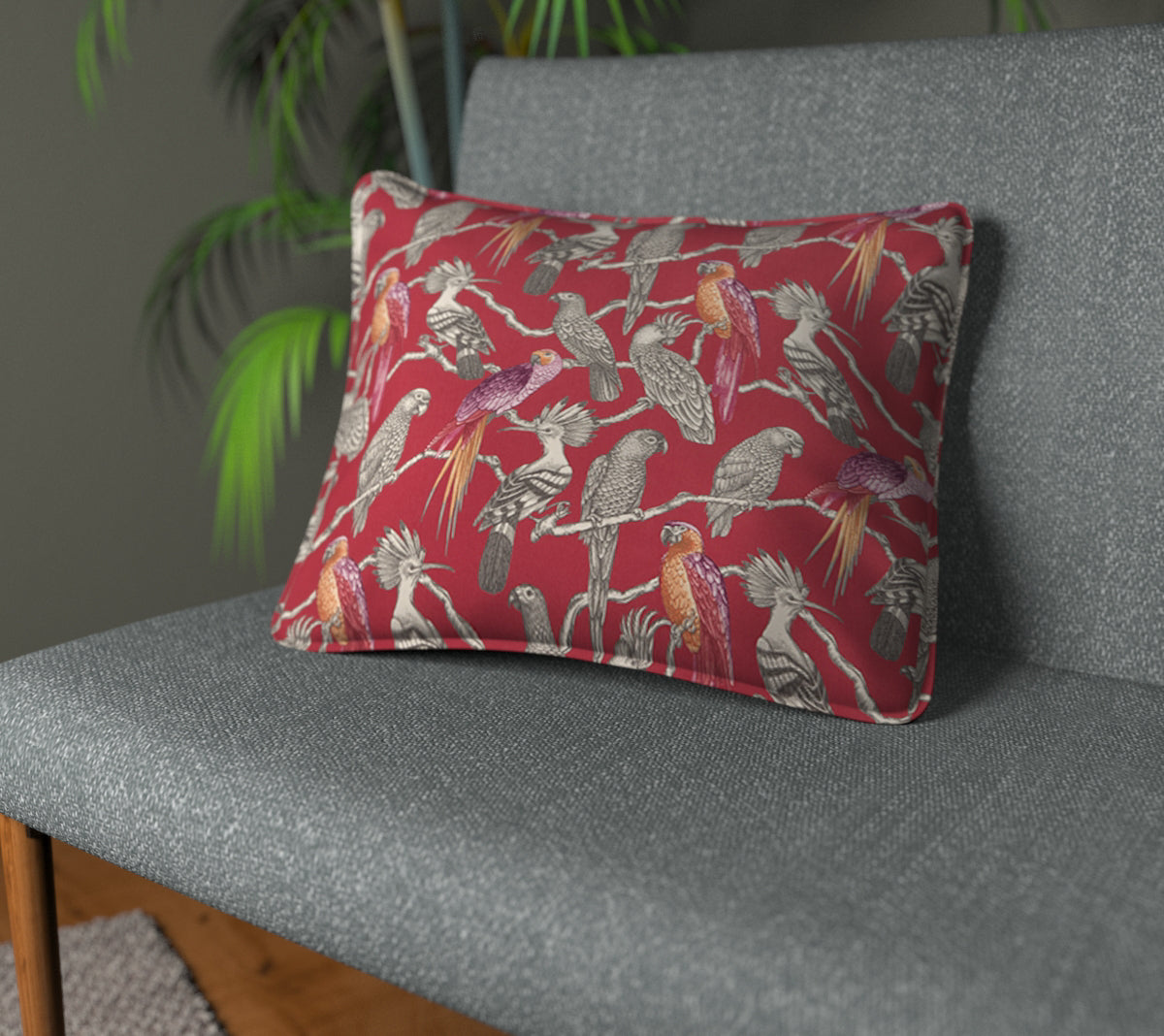 Aviary Pomegranate Piped Cushion