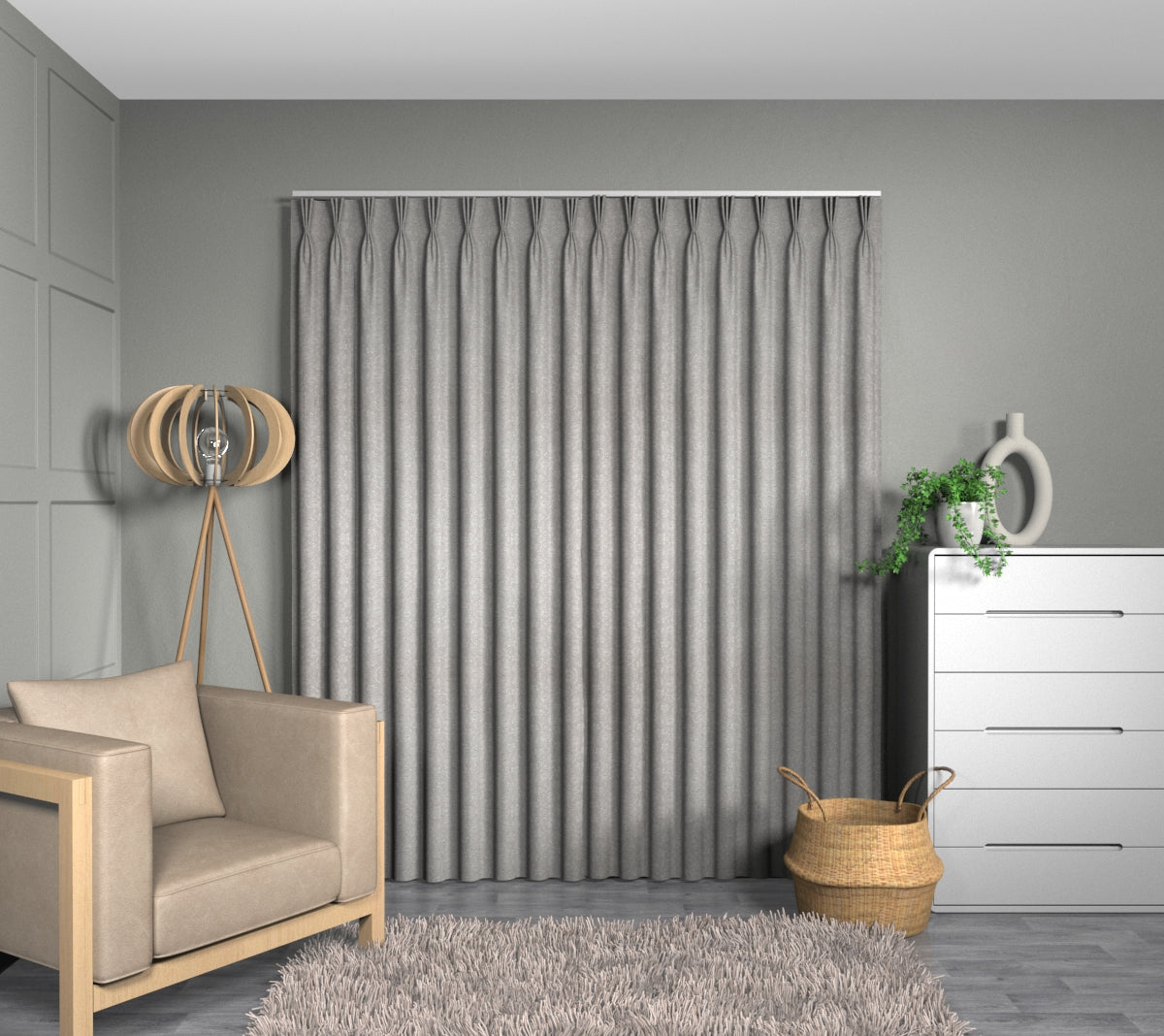 Carlina Linen Triple Pleat Curtain