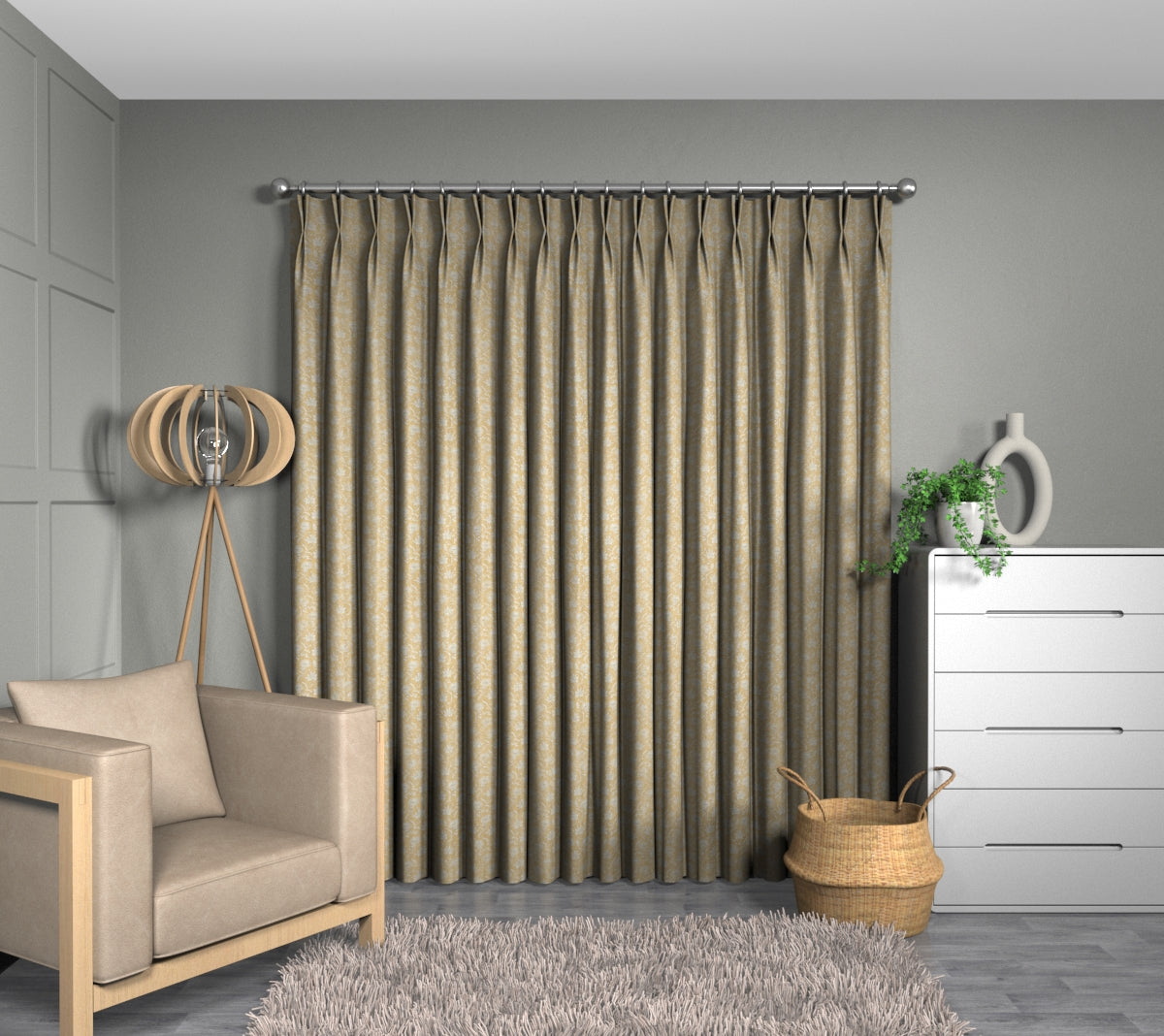Carlina Ochre Double Pleat Curtain