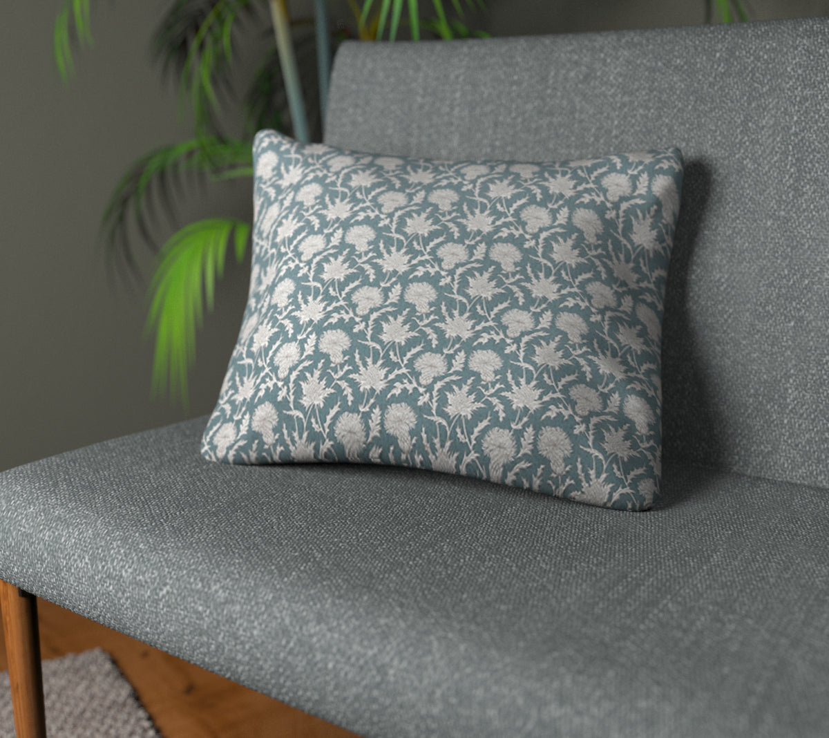 Carlina Teal Plain Cushion