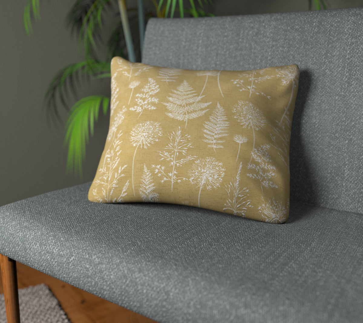 Chervil Mustard Plain Cushion