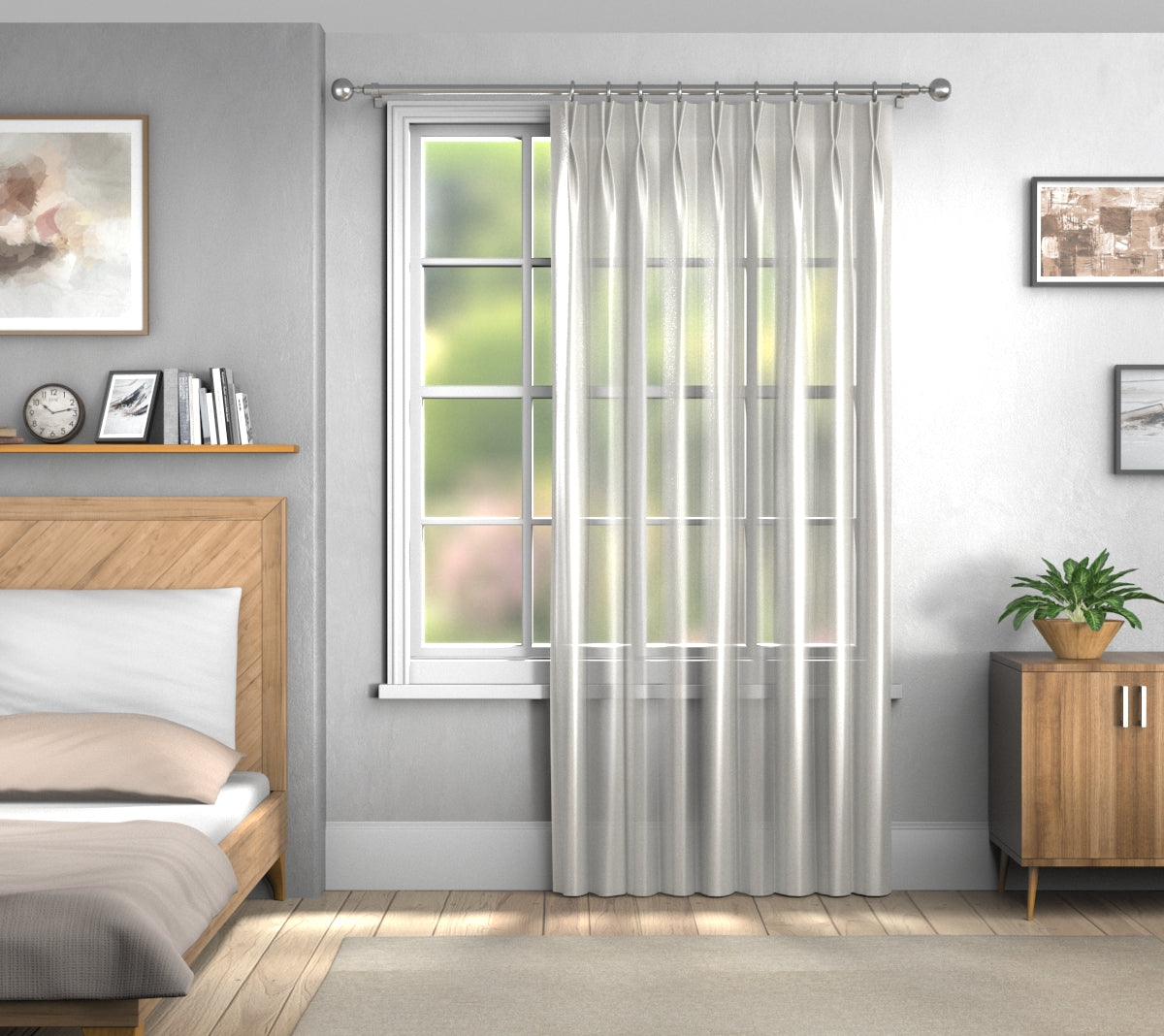 Cirrus Putty Double Pleat Curtain