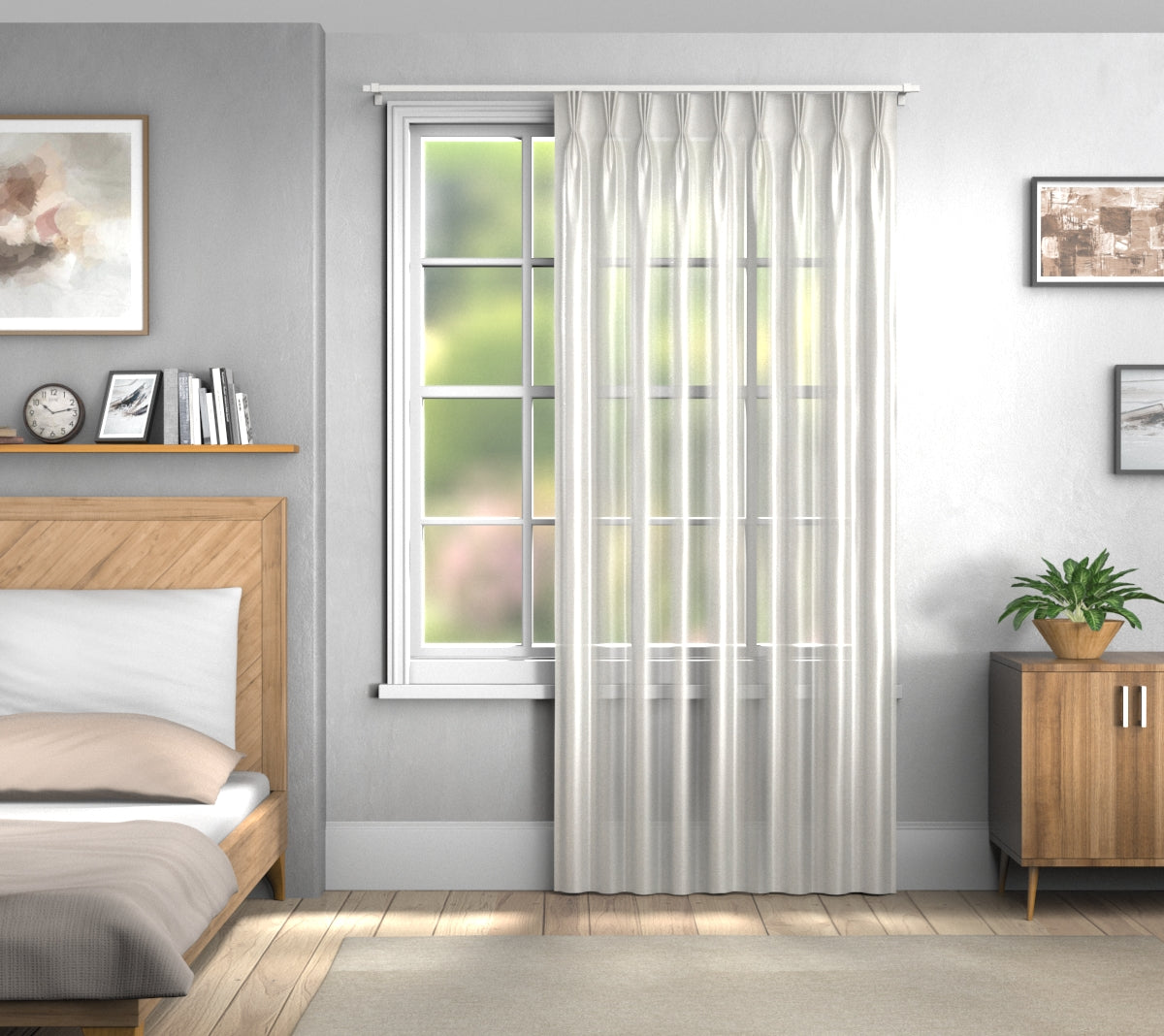 Cirrus Putty Triple Pleat Curtain