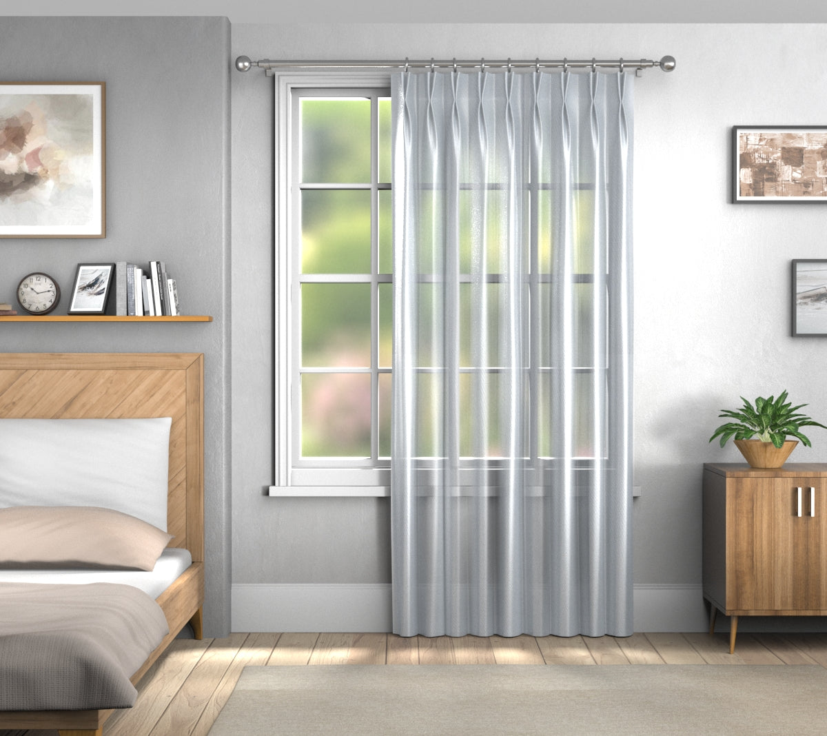 Cirrus Silver Double Pleat Curtain