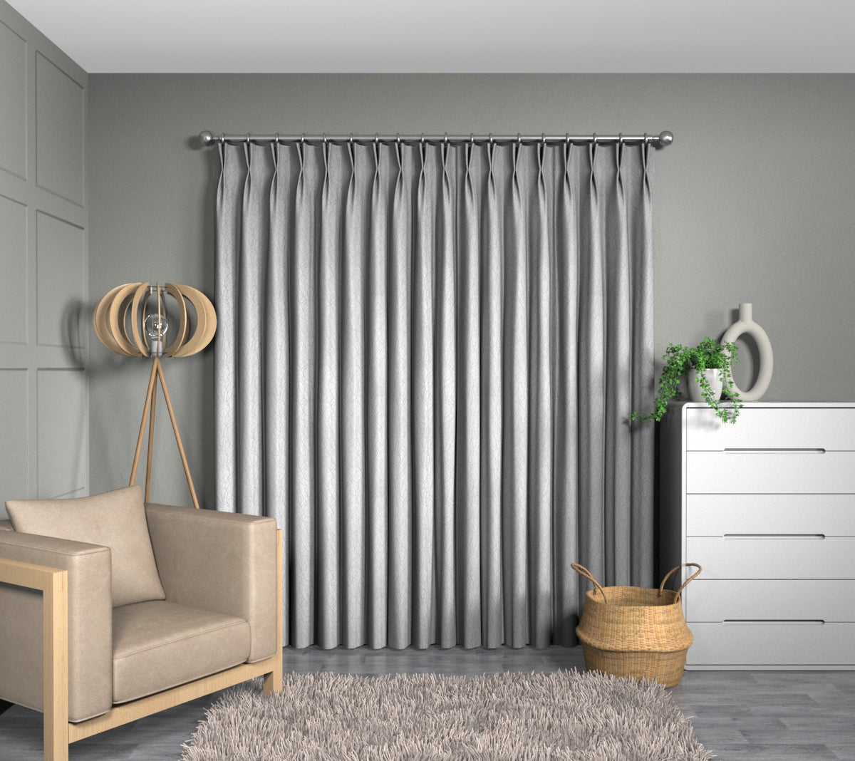 Cuerden Silver Double Pleat Curtain