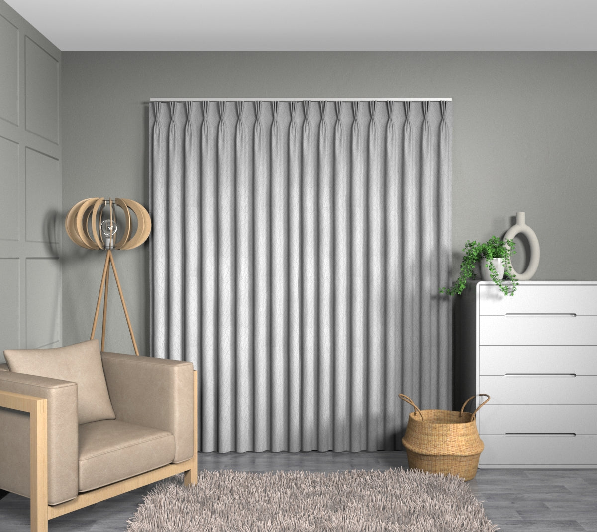 Cuerden Silver Triple Pleat Curtain