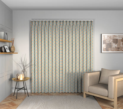 Sessile Leaf Blue Clay Triple Pleat Curtain