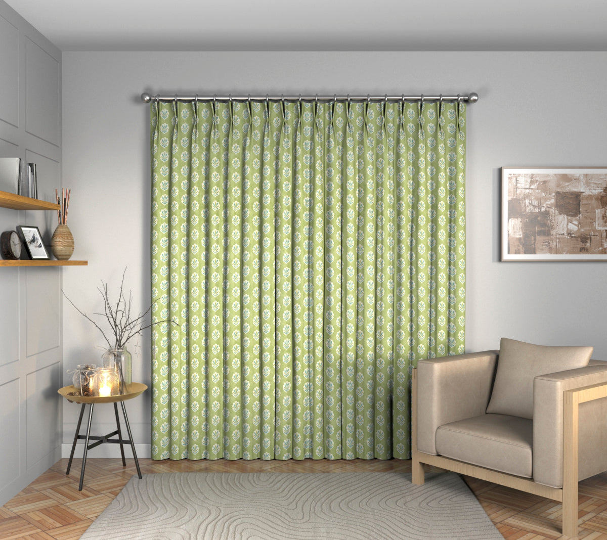 Sessile Leaf Artichoke Double Pleat Curtain