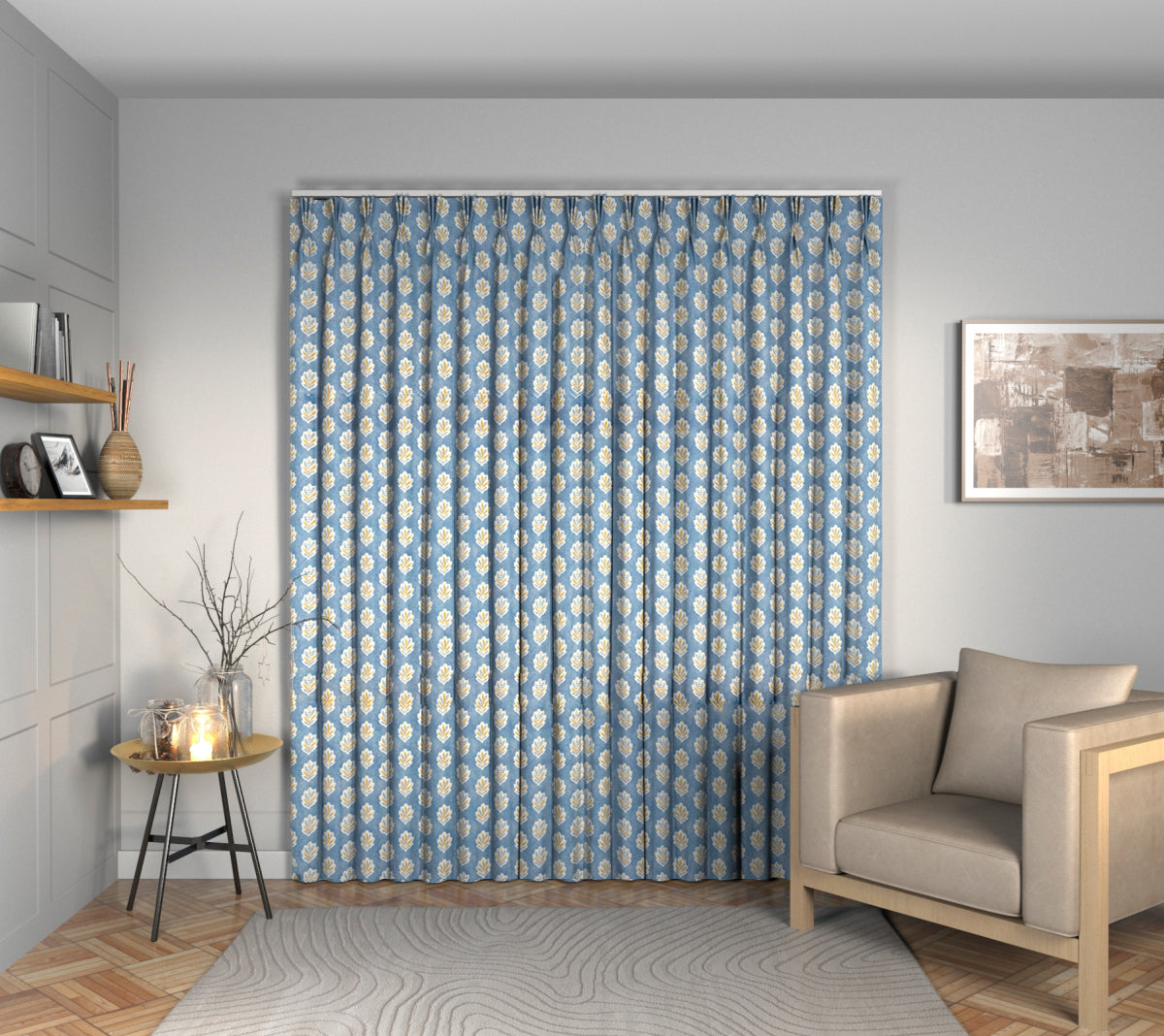 Sessile Leaf Cornflower Triple Pleat Curtain