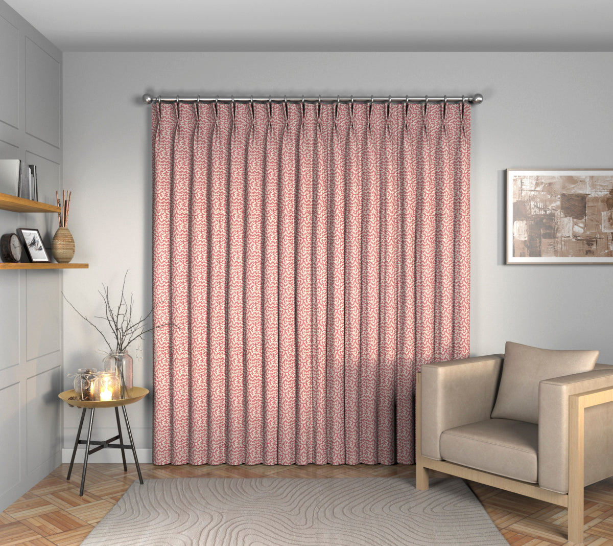 Truffle Damson Double Pleat Curtain