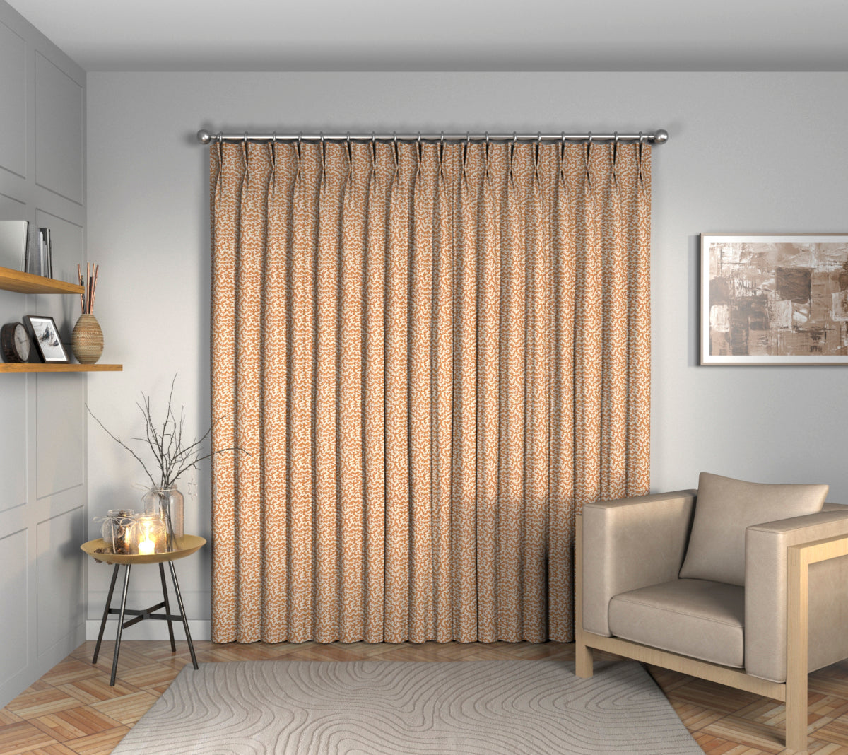 Truffle Rowanberry Double Pleat Curtain