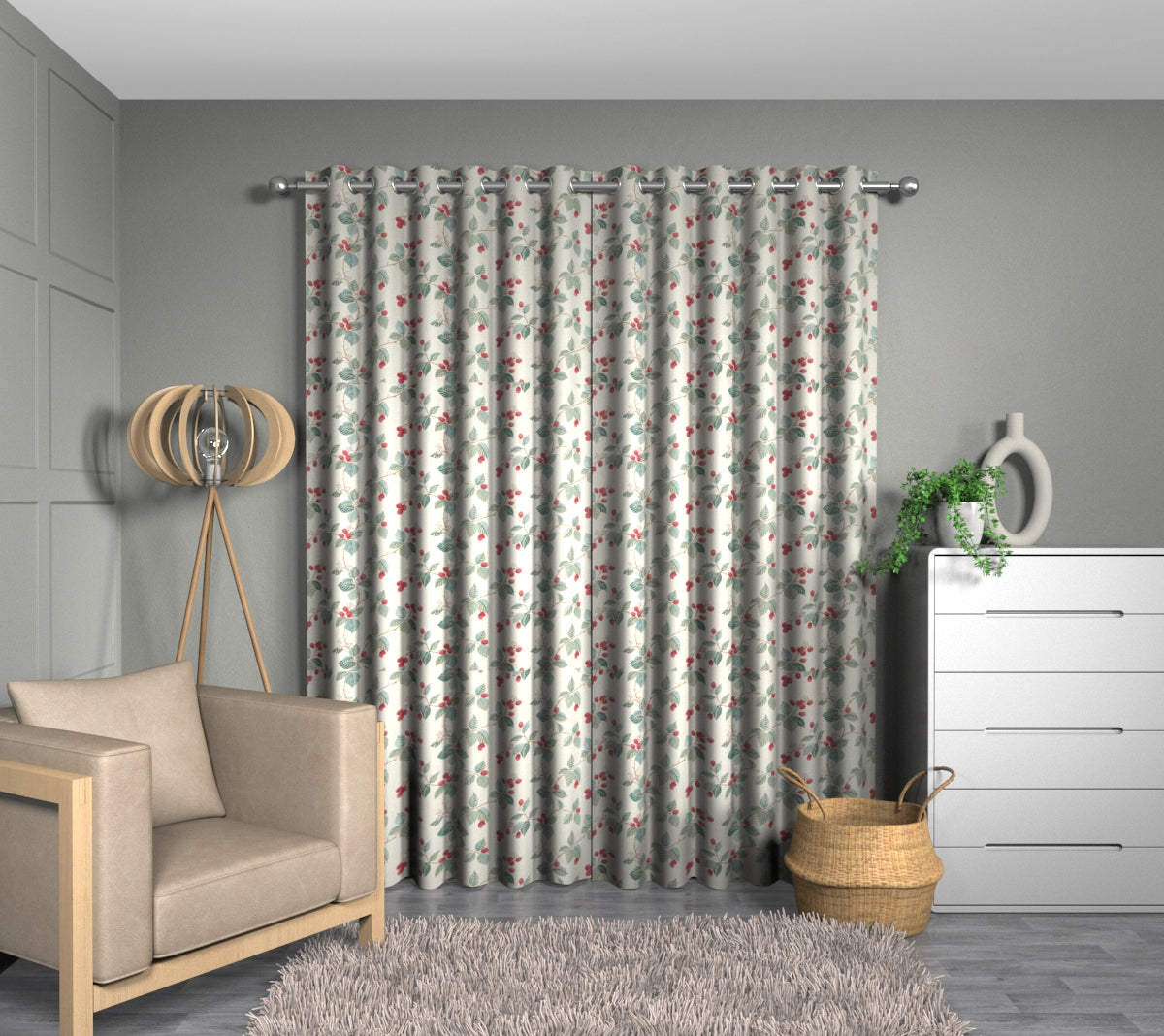 Rubus Raspberry Eyelet Curtain