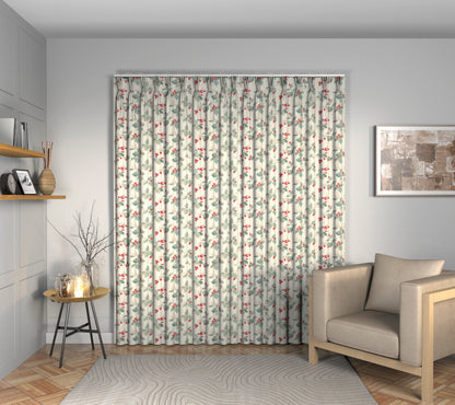 Rubus Raspberry Triple Pleat Curtain