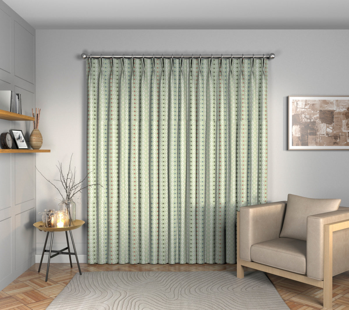 Mossi Sage Double Pleat Curtain