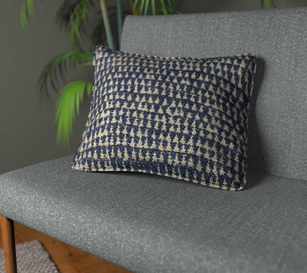 Merrington Indigo Piped Cushion