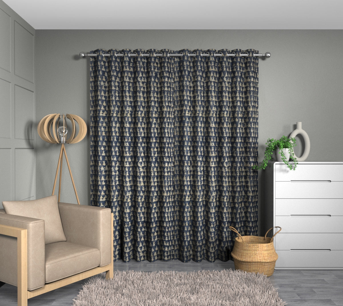 Merrington Indigo Eyelet Curtain