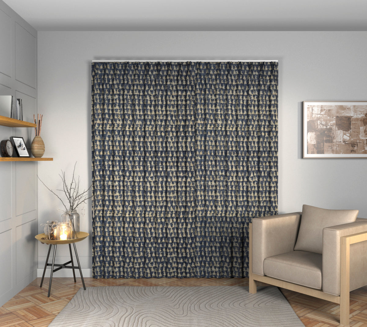 Merrington Indigo Triple Pleat Curtain