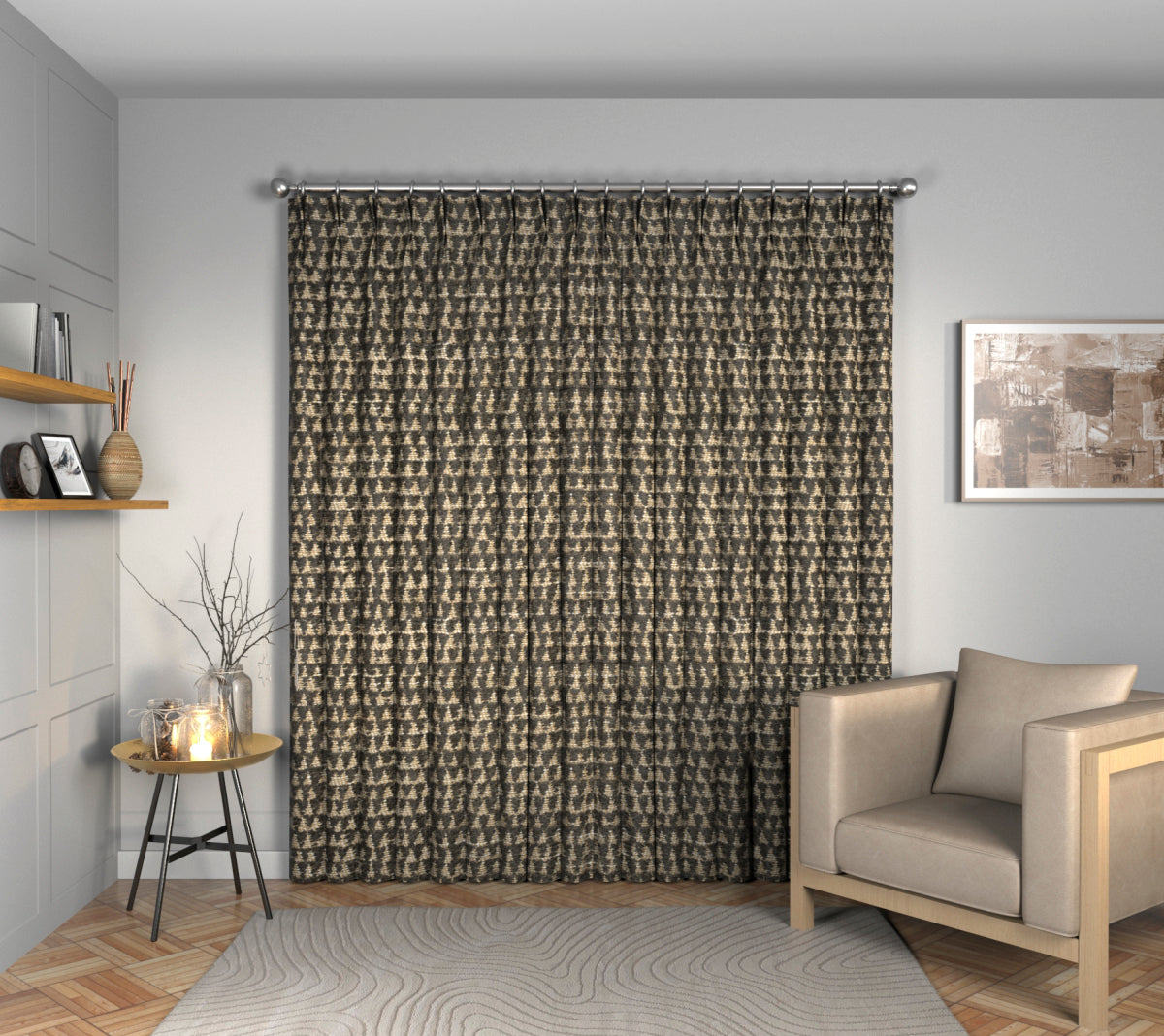 Merrington Charcoal Double Pleat Curtain