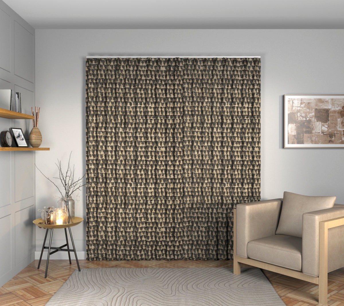 Merrington Charcoal Triple Pleat Curtain