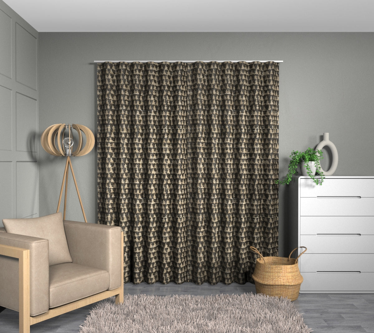 Merrington Charcoal Wave Curtain