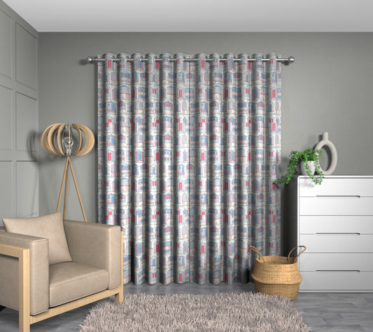 Beach Huts Nautical Eyelet Curtain