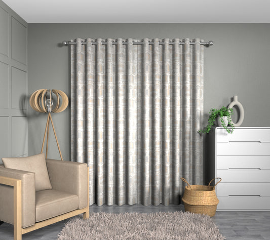 Beach Huts Driftwood Eyelet Curtain