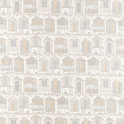 Beach Huts Driftwood Fabric Sample
