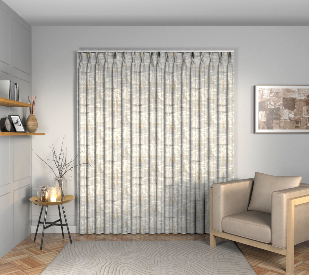 Sailor Gull Triple Pleat Curtain