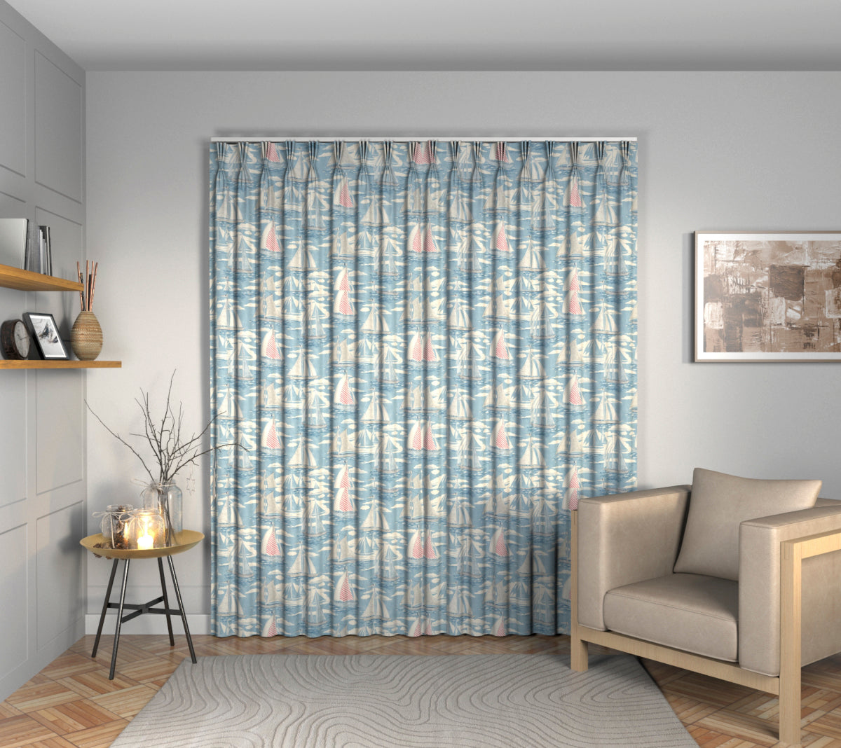 Sailor Nautical Triple Pleat Curtain