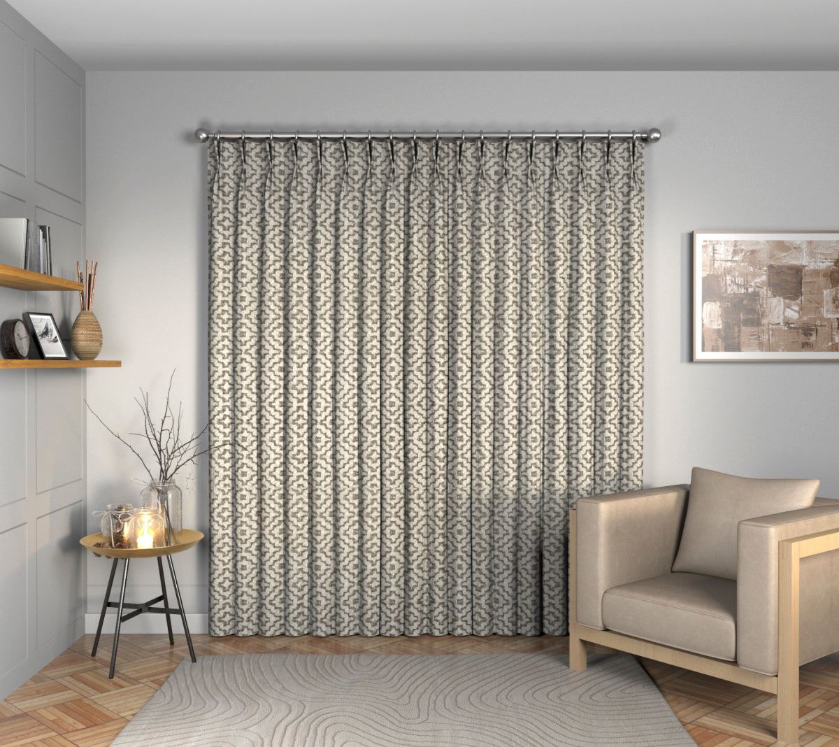 Linden Pebble Double Pleat Curtain