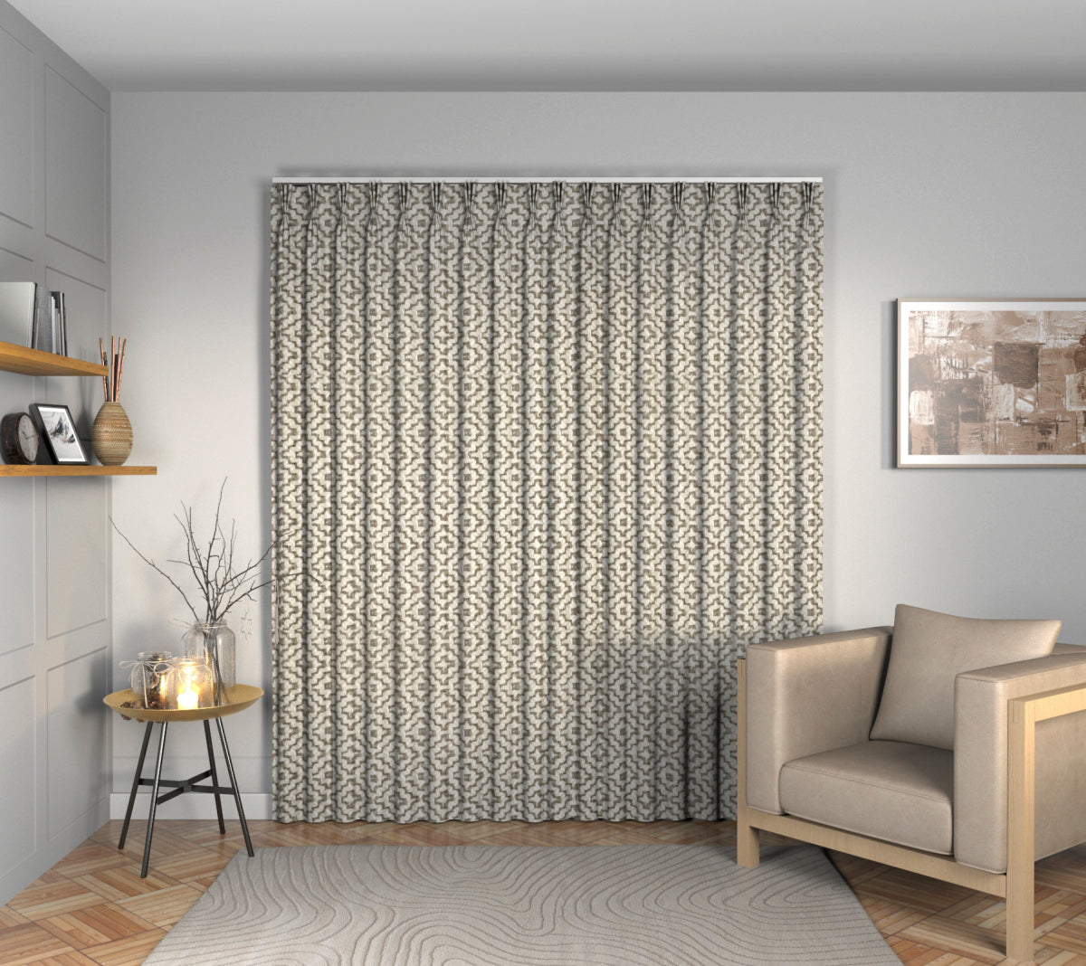 Linden Pebble Triple Pleat Curtain