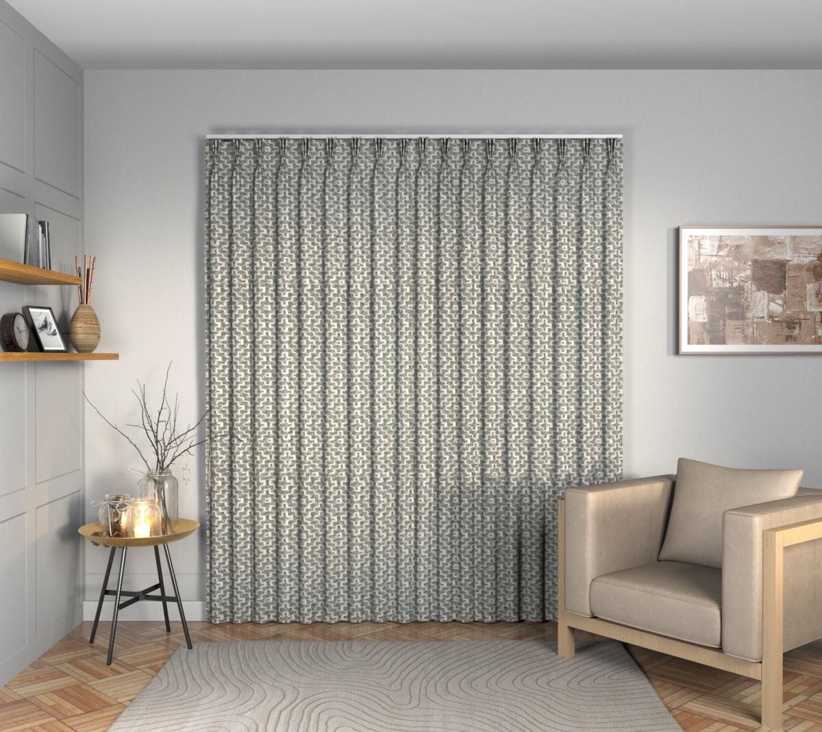Linden Dove Triple Pleat Curtain