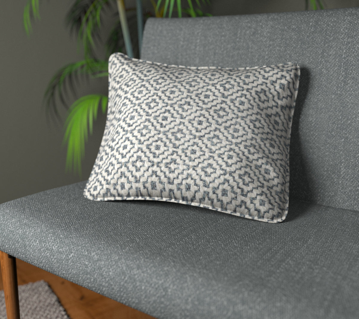 Linden China Blue Piped Cushion
