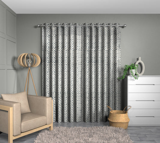 Linden China Blue Eyelet Curtain