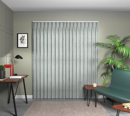 Linden Wedgwood/Ivory Triple Pleat Curtain