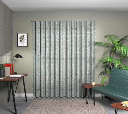 Linden Wedgwood/Ivory Wave Curtain