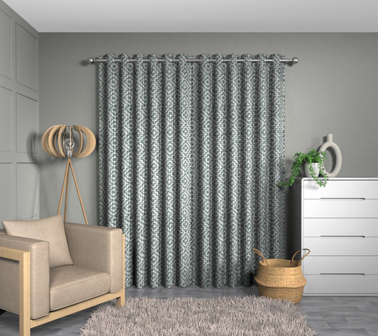 Linden Teal Eyelet Curtain
