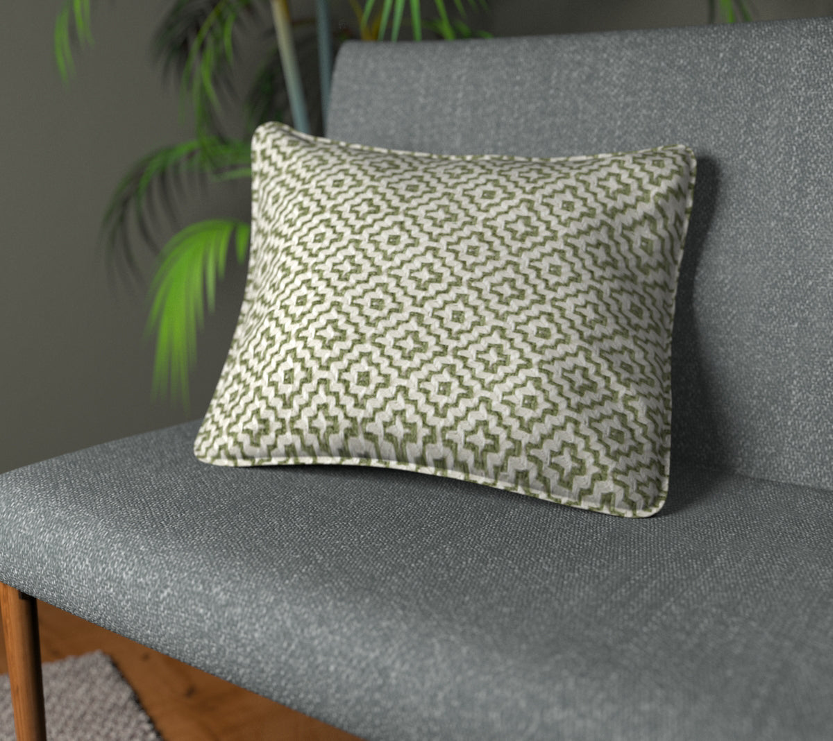 Linden Celadon Piped Cushion
