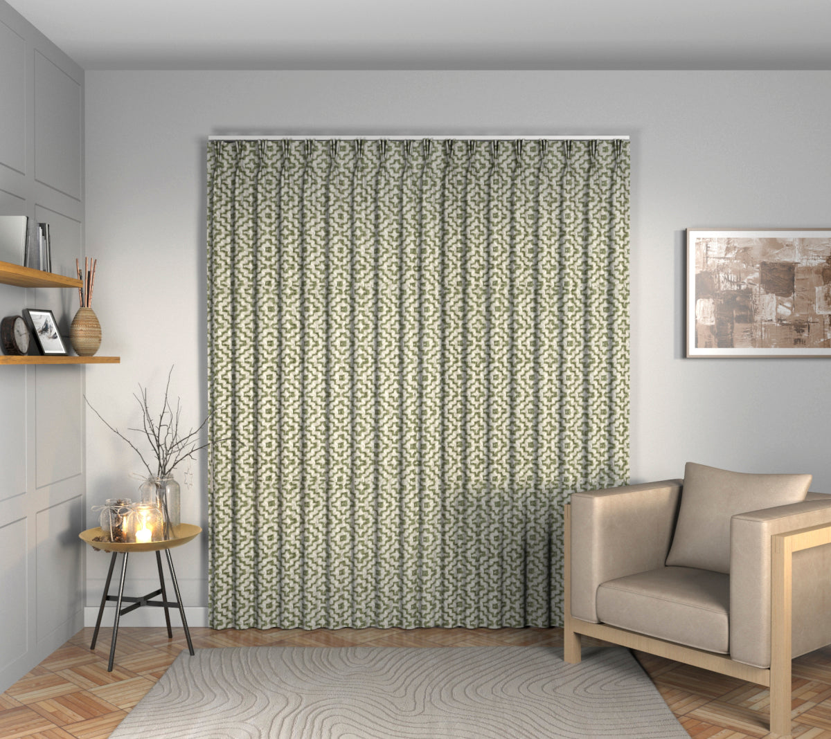 Linden Celadon Triple Pleat Curtain