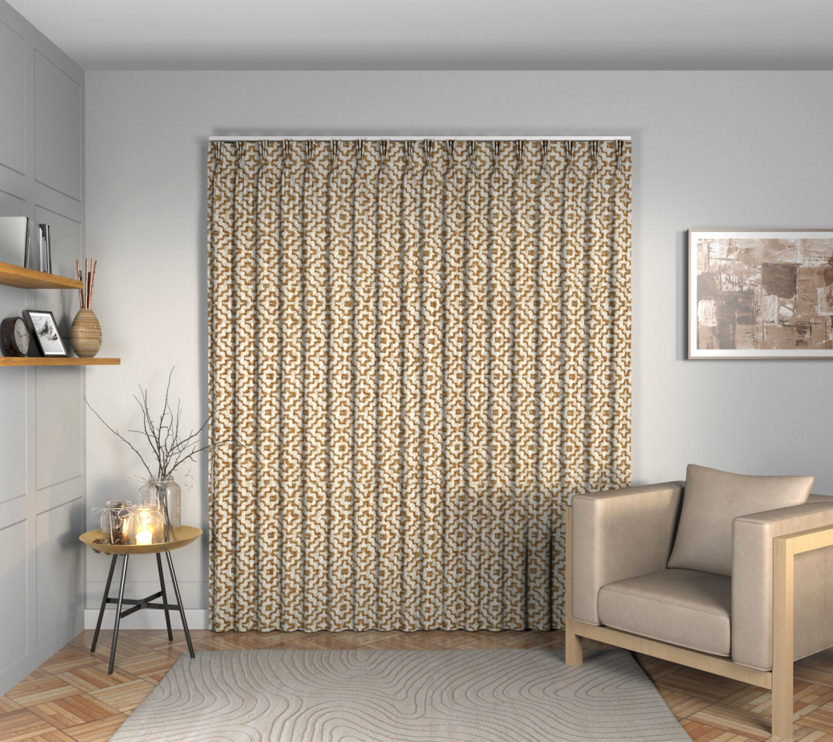 Linden Ochre Triple Pleat Curtain